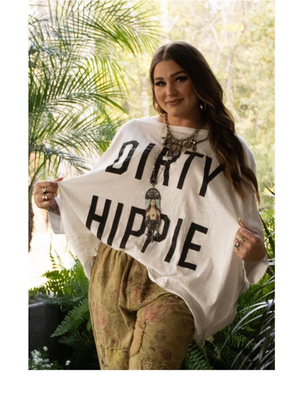 Be Free White "Dirty Hippie" Graphic Tunic Top